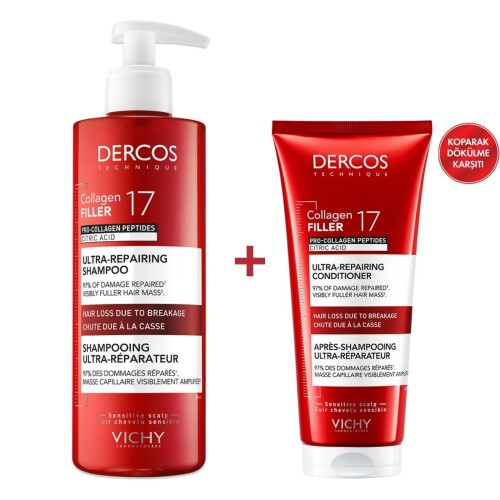 Vichy Dercos Collagen 17 Filler Şampuan 400 mL+ Saç Kremi 200mL - Vichy