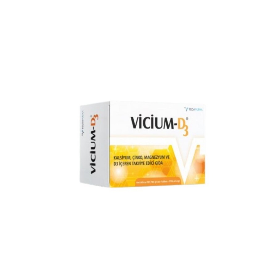 Vicium D3 Kalsiyum, Çinko, Magnezyum Ve D3 İçeren Takviye Edici Gıda 60 Tablet - 1