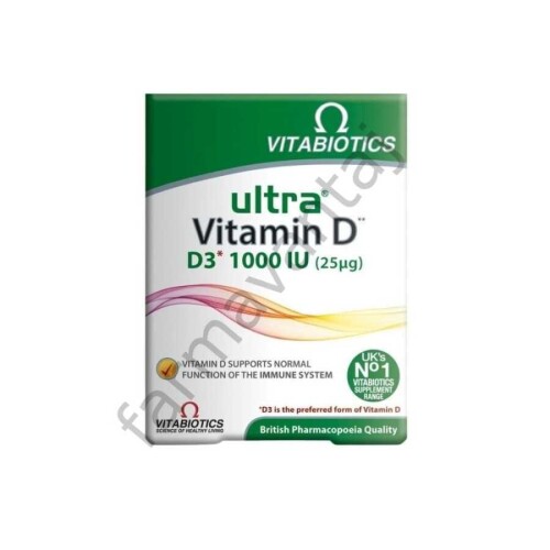 Vitabiotics Ultra Vitamin D Vitamin D3 İçeren Takviye Edici Gıda 1000UI 96 Tablet 