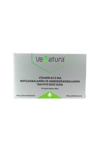 Vitamin B12 MA Metilkobalamin Ve Adenozilkobalamin İçeren Takviye Edici Gıda 30 Tablet - VeNatura
