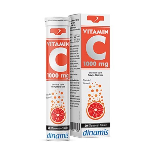 Vitamin C Portakal Aromalı Takviye Edici Gıda 1000mg 20 Efervesan Tablet - Dinamis