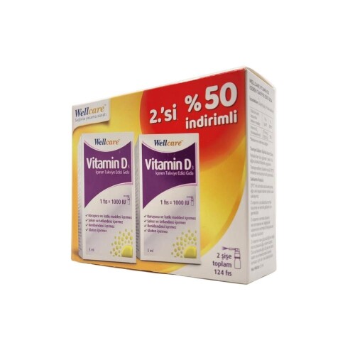 Vitamin D3 1000IU Takviye Edici Gıda 2 X 5ml 2.si %50 İndirimli Avantaj Paketi - Wellcare