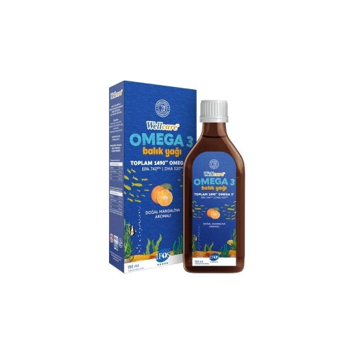 Wellcare Omega 3 Doğal Mandalina Aromalı Balık Yağı 150 ml 