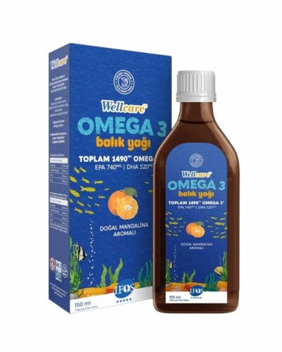 Wellcare Omega 3 Doğal Mandalina Aromalı Balık Yağı 150 ml 