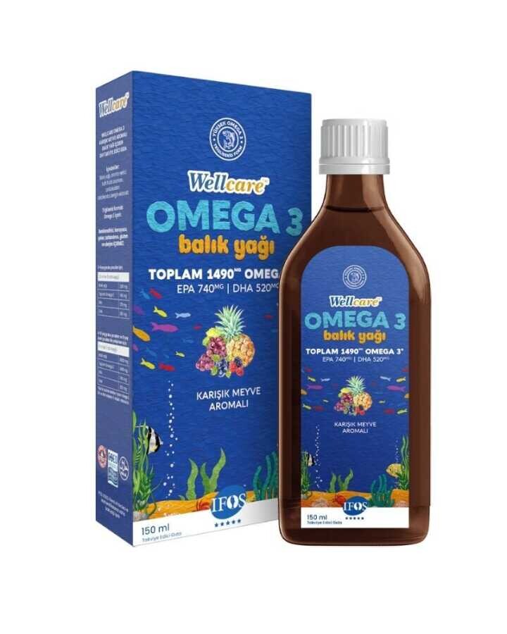 Wellcare Omega 3 Karışık Meyve Aromalı Balık Yağı Takviye Edici Gıda 150ml - 1