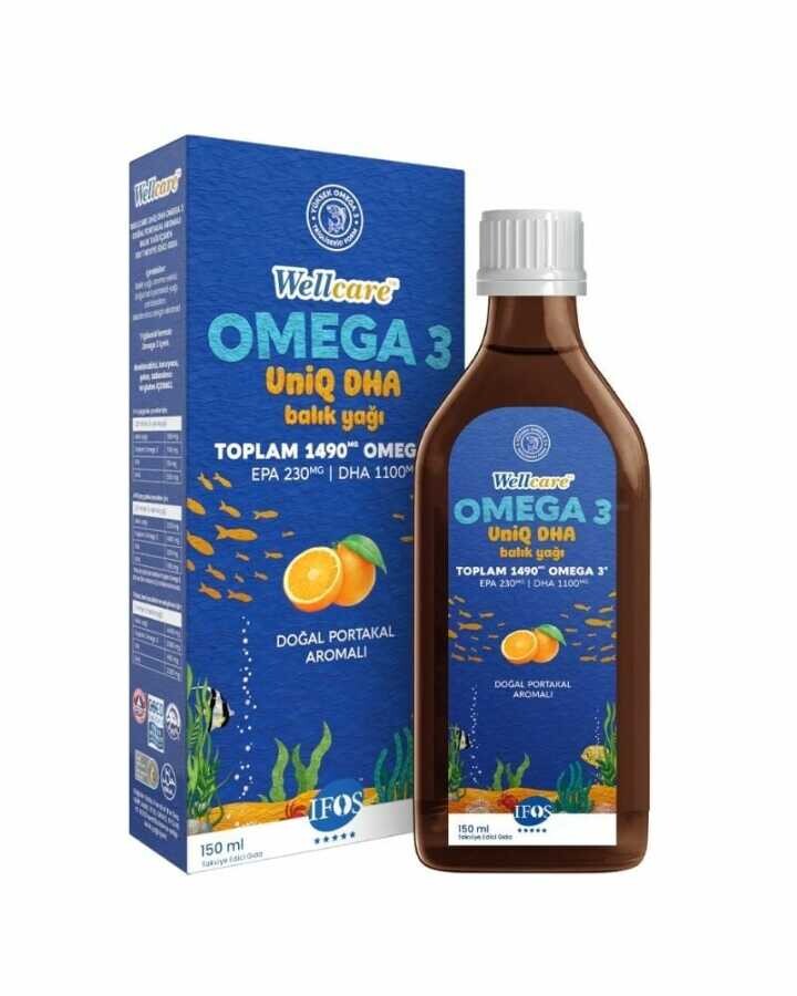 Wellcare Omega3 UniQ DHA Doğal Portakal Aromalı Balık Yağı 150ml - 1