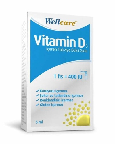 Wellcare Vitamin D3 400IU Takviye Edici Gıda 5ml 