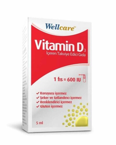 Wellcare Vitamin D3 İçeren Takviye Edici Gıda 5 ml 
