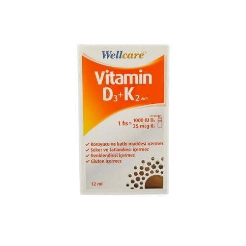 Wellcare Vitamin D3-K2 Takviye Edici Gıda 12ml Şişe - Wellcare