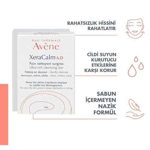 Avene XeraCalm A.D. Ultra-Rich Cleansing Bar Ultra Besleyici Temizleyici Bar 100gr - 3