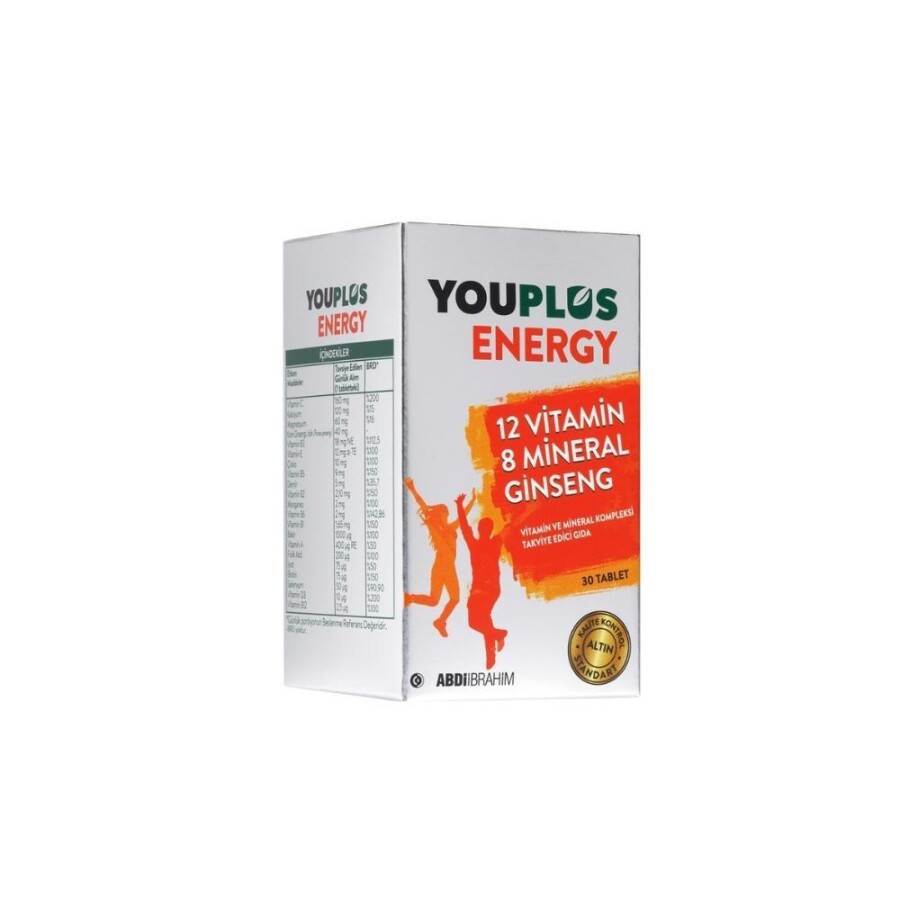 Youplus Energy Vitamin ve Mineral Kompleksi Takviye Edici Gıda 30 Tablet - 1