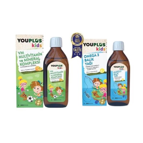 Youplus Kids VM Multivitamin ve Mineral Kompleks + Omega 3 SET - Orzax