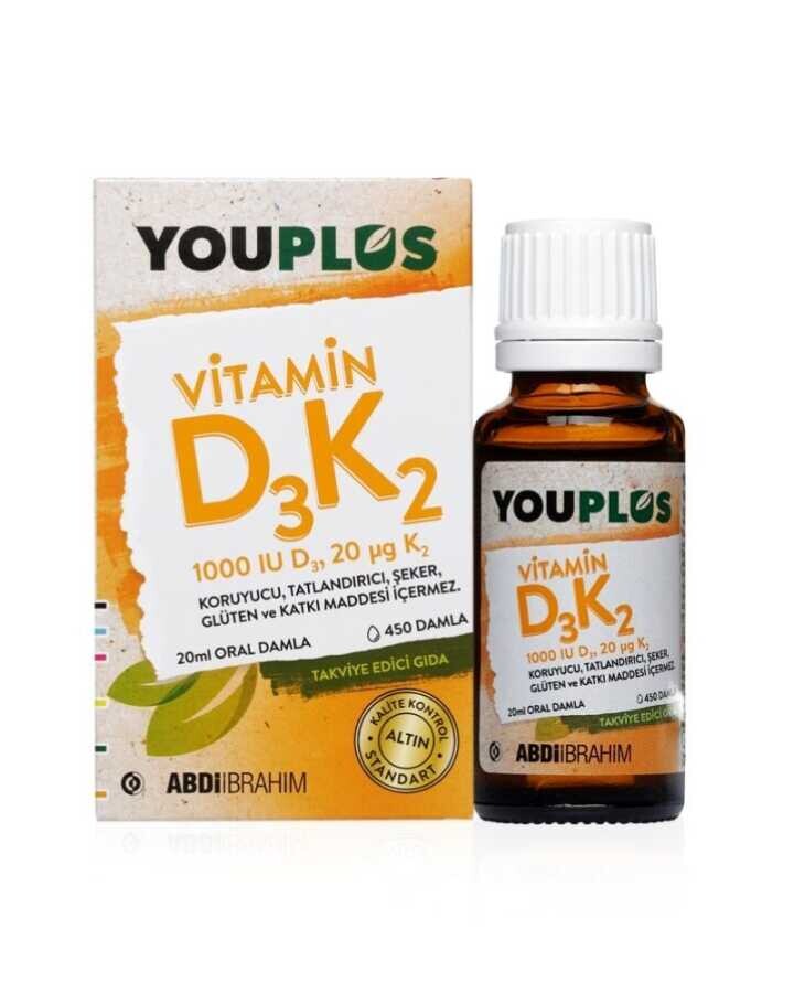 Youplus Vitamin D3K2 İçeren Takviye Edici Gıda 20 ml - 1
