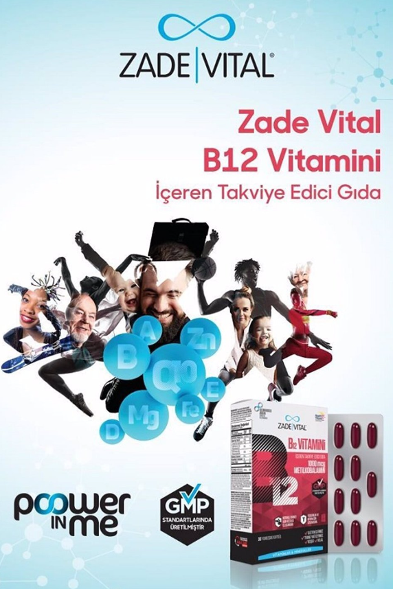 Zade Vital B12 Vitamini İçeren Takviye Edici Gıda 1000mcg 30 Yumuşak Kapsül - 4