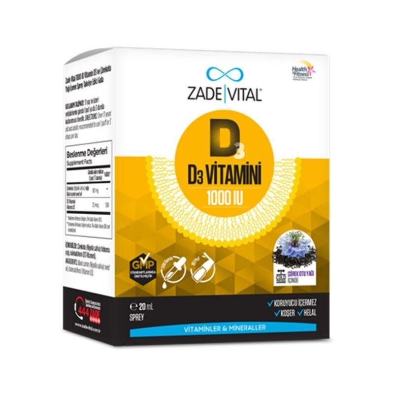 Zade Vital D3 Vitamini 1000 IU Sprey 20 ml - 1