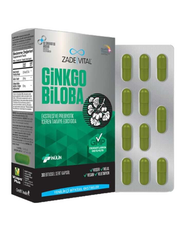 Zade Vital Ginkgo Biloba Ekstresi ve Prebiyotik İçeren Takviye Edici Gıda 30 Kapsül - 1