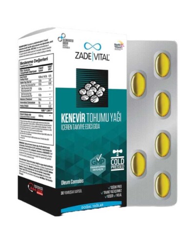 Zade Vital Hemp Seed Oil (Kenevir Tohumu Yağı) 30 Yumuşak Kapsül - 1