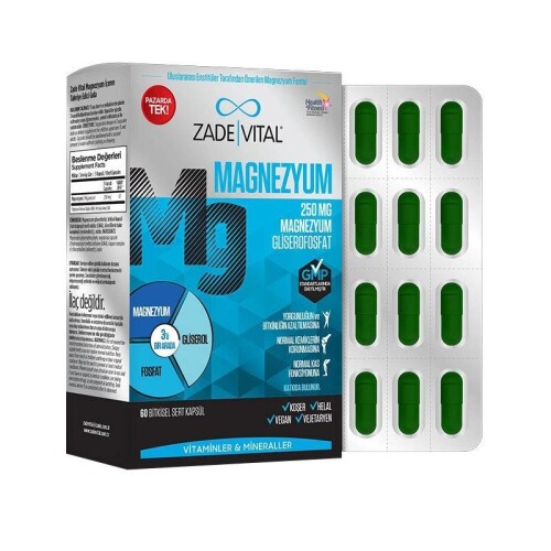 Zade Vital Magnezyum İçeren Takviye Edici Gıda 250 Mg 60 Kapsül - Zade Vital