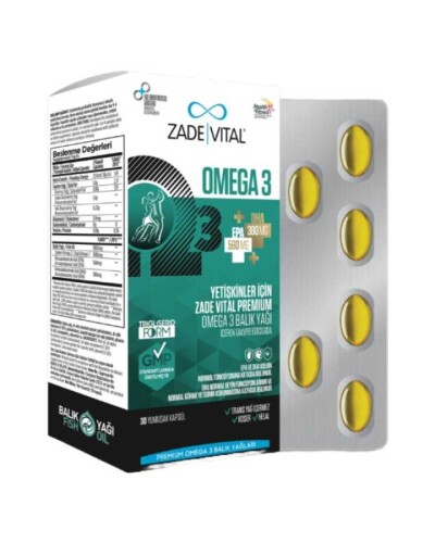 Zade Vital Omega3 Yetişkinler İçin 30 Yumuşak Kapsül 