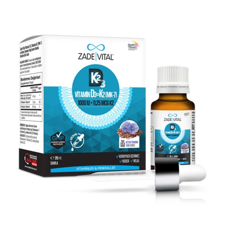 Zade Vital Vitamin D3K2 1000 IU Damla 20 ml - 1
