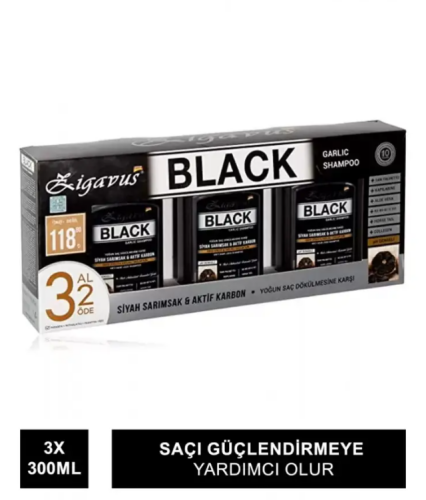 Zigavus Siyah Sarımsak ve Aktif Karbon Şampuan 300 ml | 3 AL 2 ÖDE - Zigavus